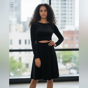 Susana Monaco Black Long Sleeve Cut Out Mini Dress XS‎ | Stretch Jersey LBD NWOT